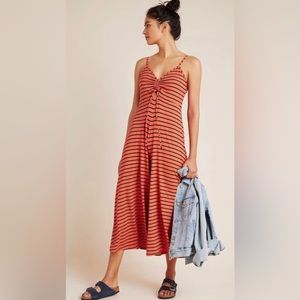 Anthropologie Wide Leg Striped Jumpsuit